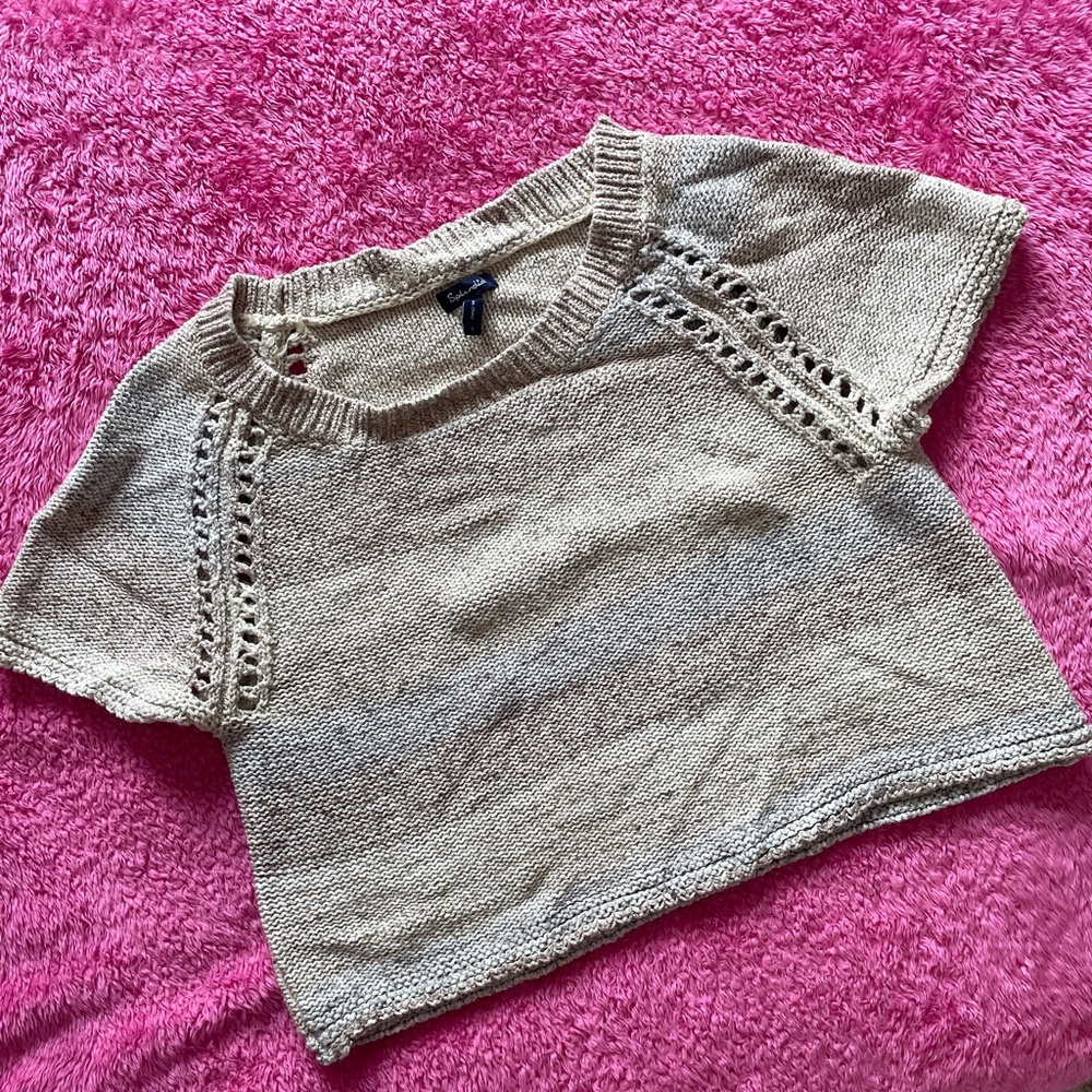 Splendid | Beige Knit Short Sleeve